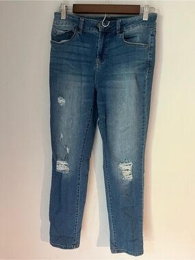 Women’s Blue Distressed Cropped Jeans